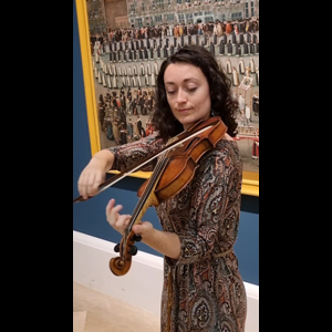 ¿Cómo sonaría este cuadro? "Fiestas del Ommegang en Bruselas: procesión de Nuestra Señora de Sablón" de Denis van Alsloot (1616) con la violinista Paula Pérez (@paulapromero) #arte #música #MuseodelPrado