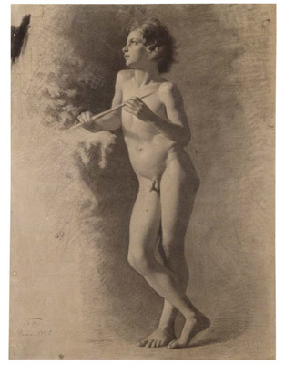 Desnudo infantil con flauta