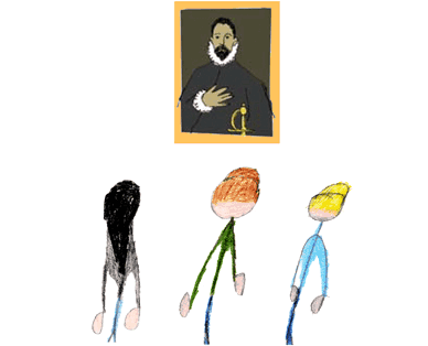 Look at sculptures and paintings