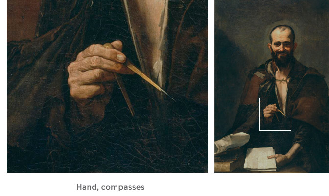 Hand, compasses