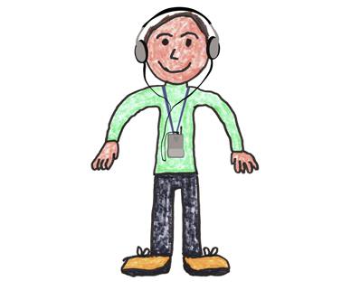 Visitor with headphones
