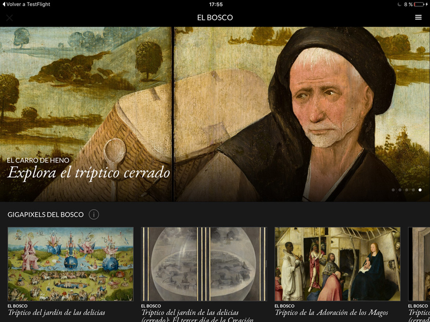 Captura de la app - Explora el tríptico cerrado